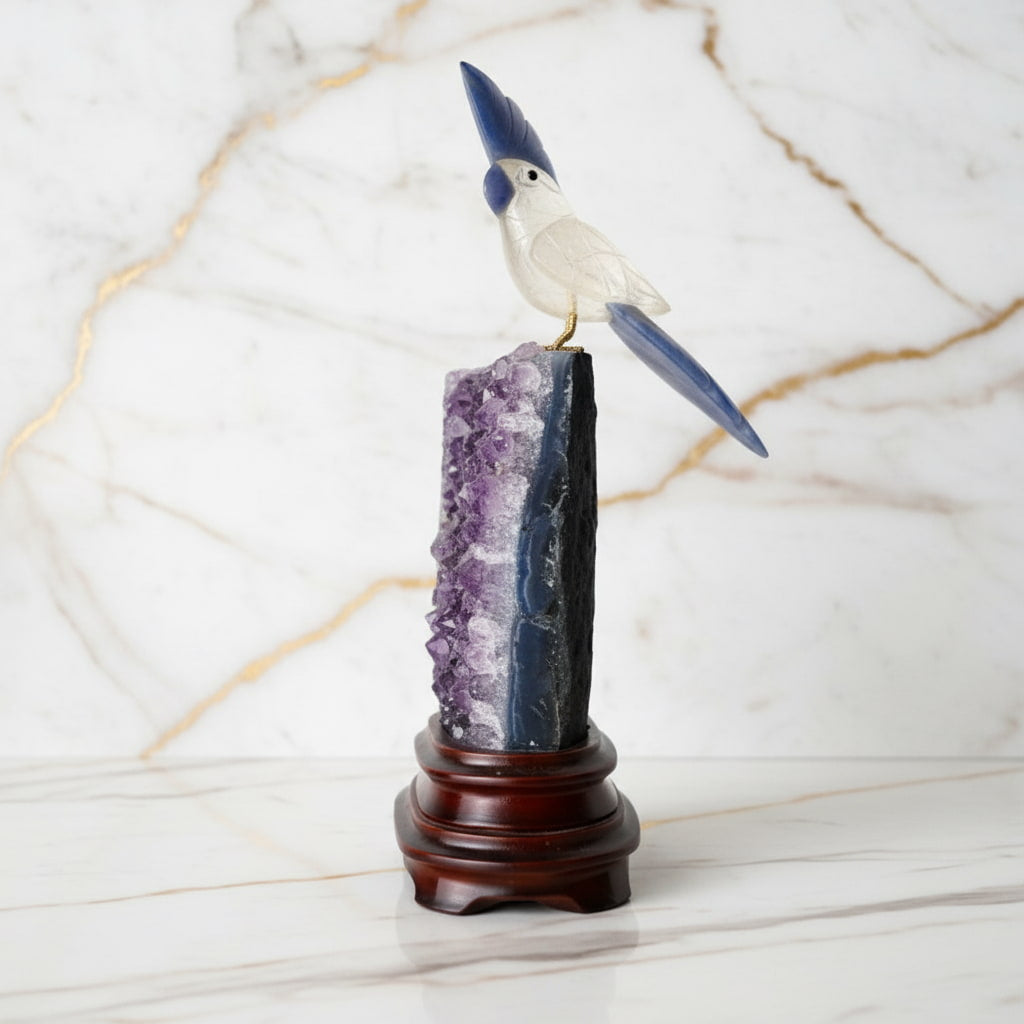 Amethystdruse – Mit Bergkristall Vogel CrystalScents