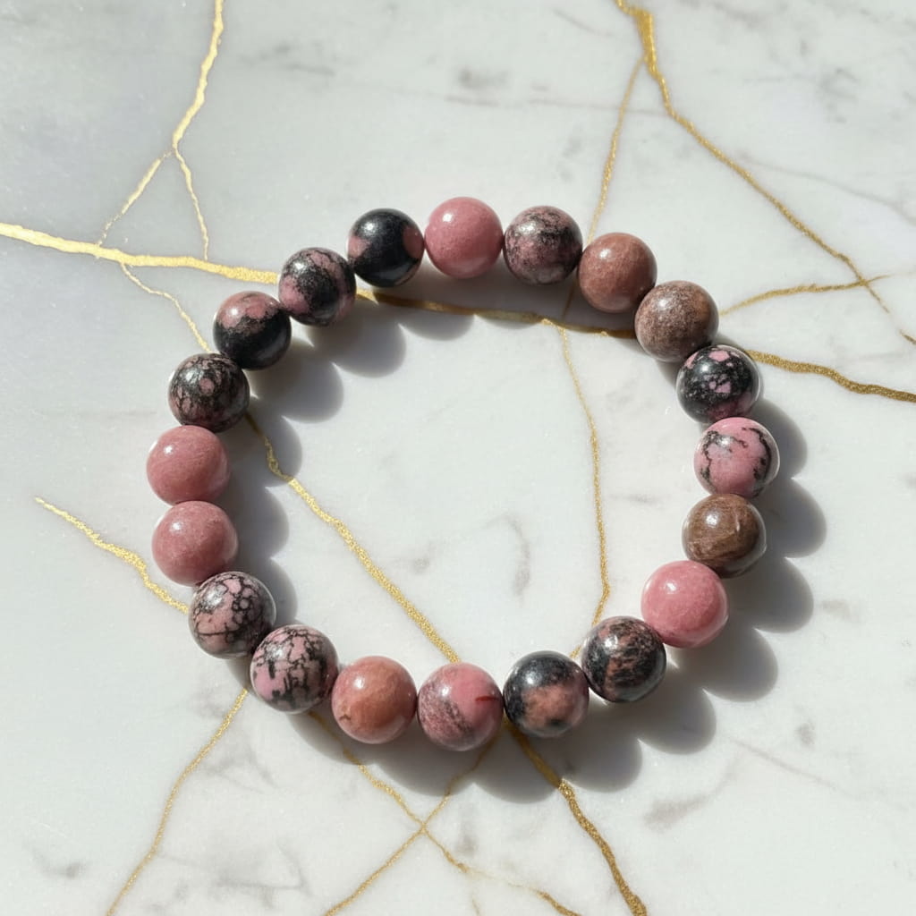 Rhodonit Kugelarmband – Herzöffnung & emotionale Balance