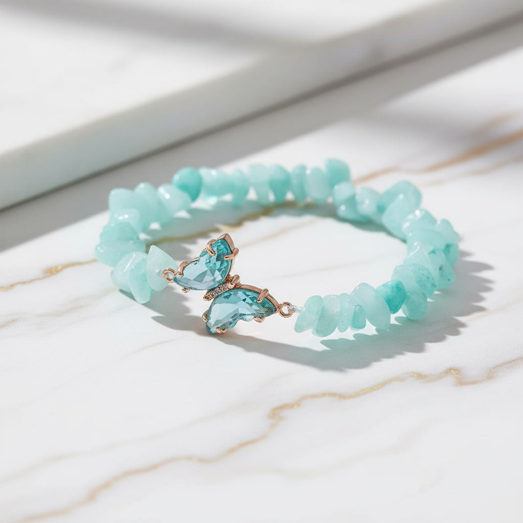 Amazonit Splitter Armband - Schmetterling