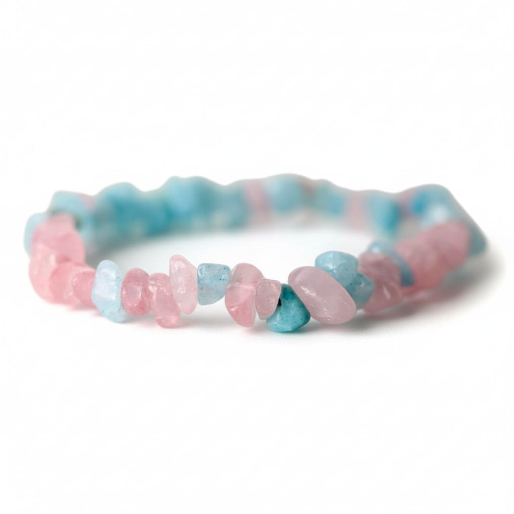 Rosenquarz Aquamarin Splitterarmband CrystalScents