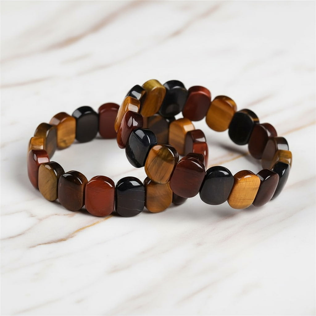 Tigerauge Armband - Dreifarbige Kombination