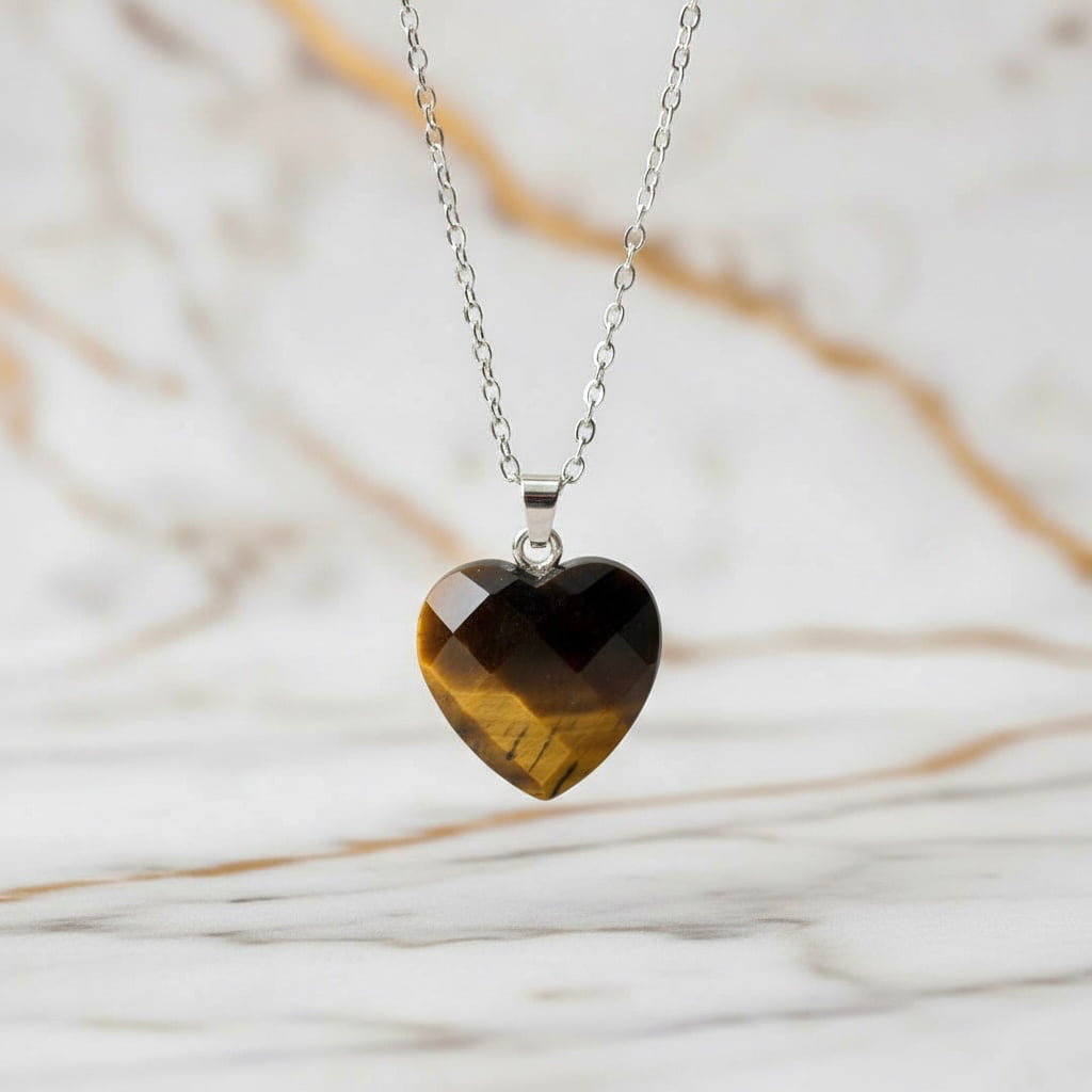 Tigerauge Halskette - Facettiertes Herz JETZT sichern CrystalScents