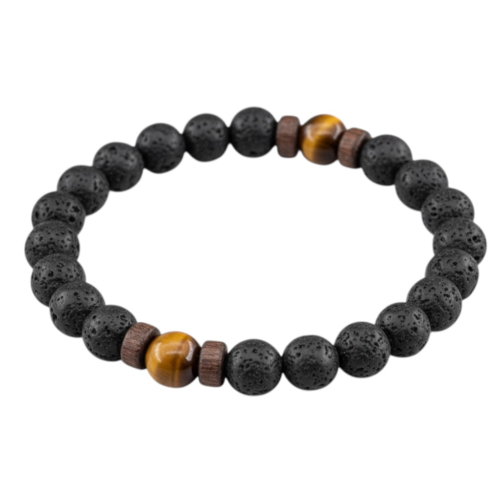 Tigerauge & Vulkanstein Kugelarmband CrystalScents