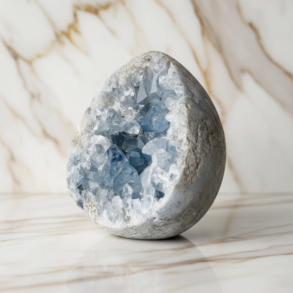 Großes Celestit Cluster Ei – vereint Schönheit mit sanfter Energie CrystalScents
