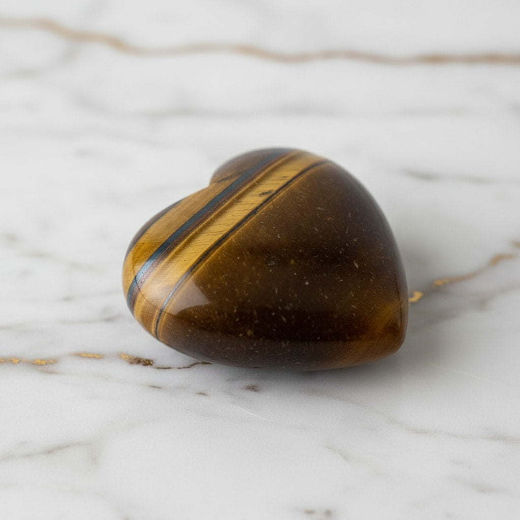 Mini Tigerauge Herz - Schimmernder Talisman CrystalScents