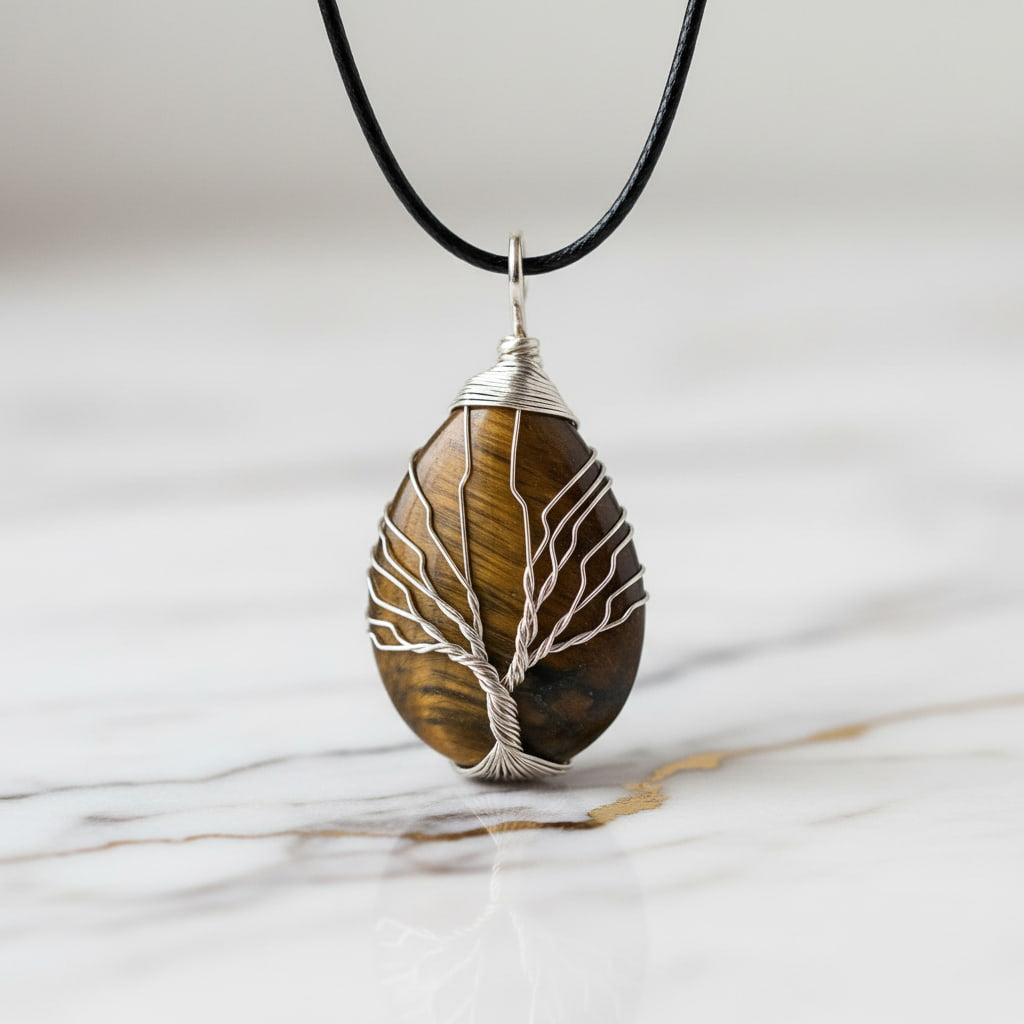 Tigerauge Halskette - Silbern verziert JETZT sichern CrystalScents