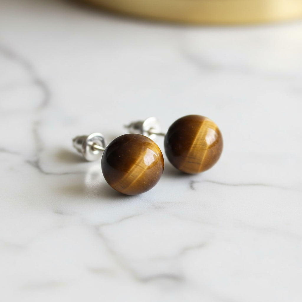 Tigerauge Ohrstecker - Schimmernde Kugeln JETZT sichern CrystalScents