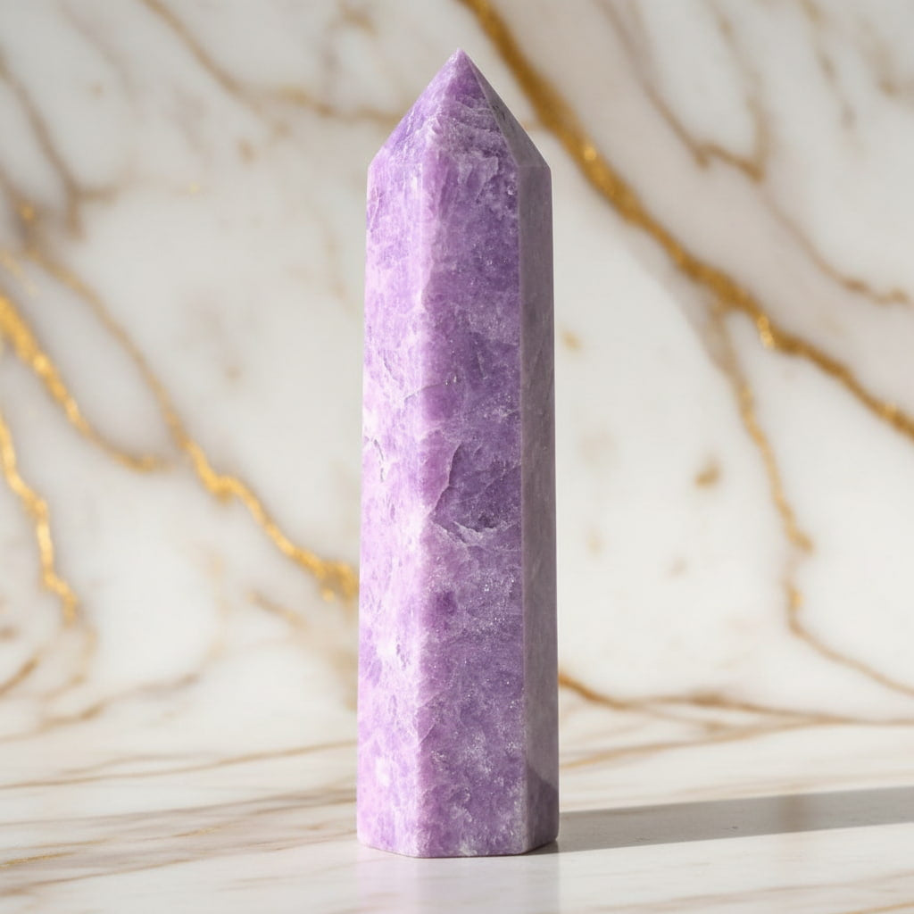 Lepidolith Obelisk – Sanfte Stärke JETZT sichern CrystalScents