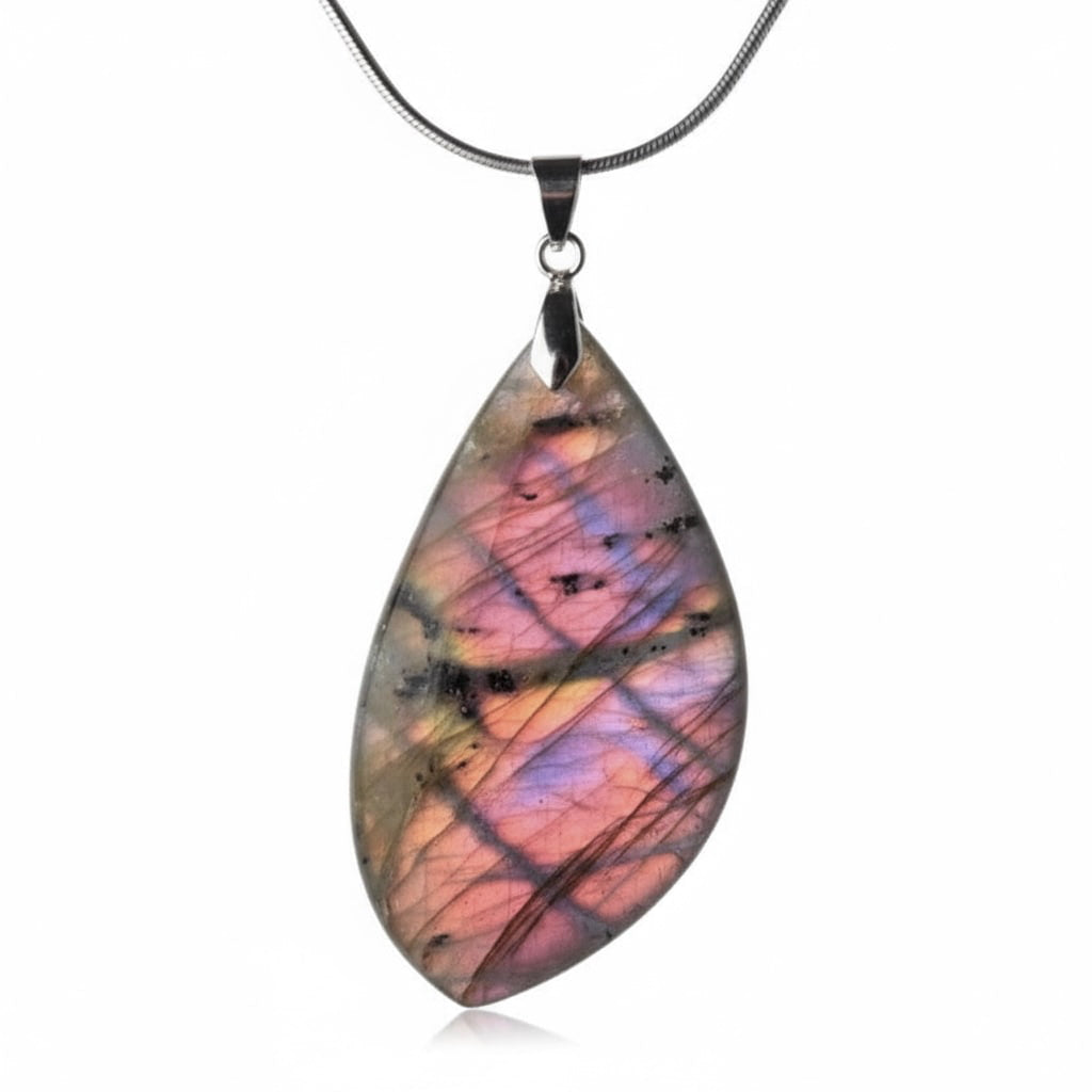 Labradorit Halskette - Sunset Flammenanhänger CrystalScents
