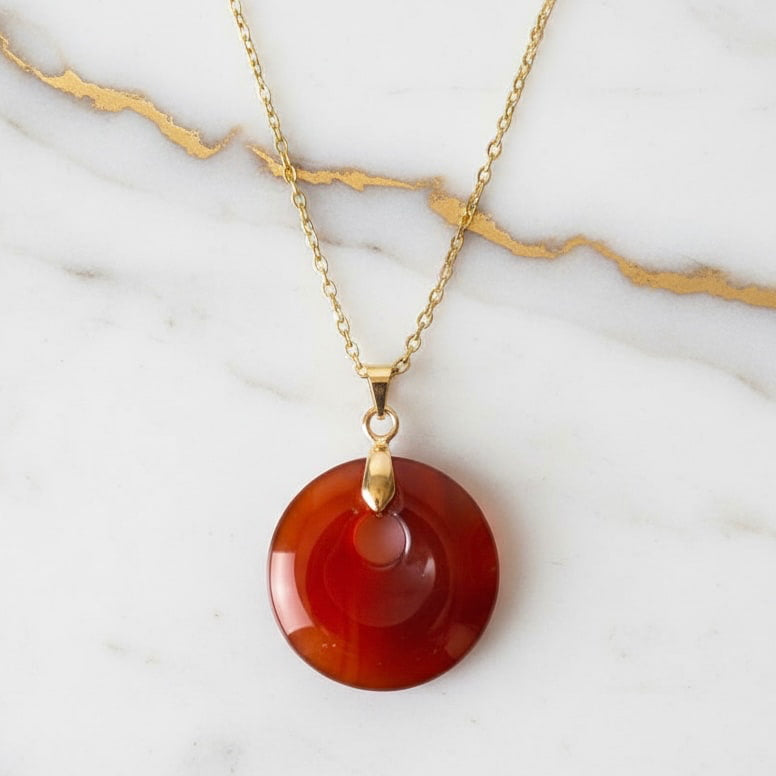 Karneol Halskette - Rundes Design