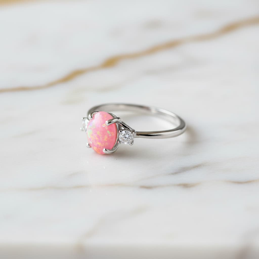 Opal Ring Silber – Rosa Farbreflexe CrystalScents