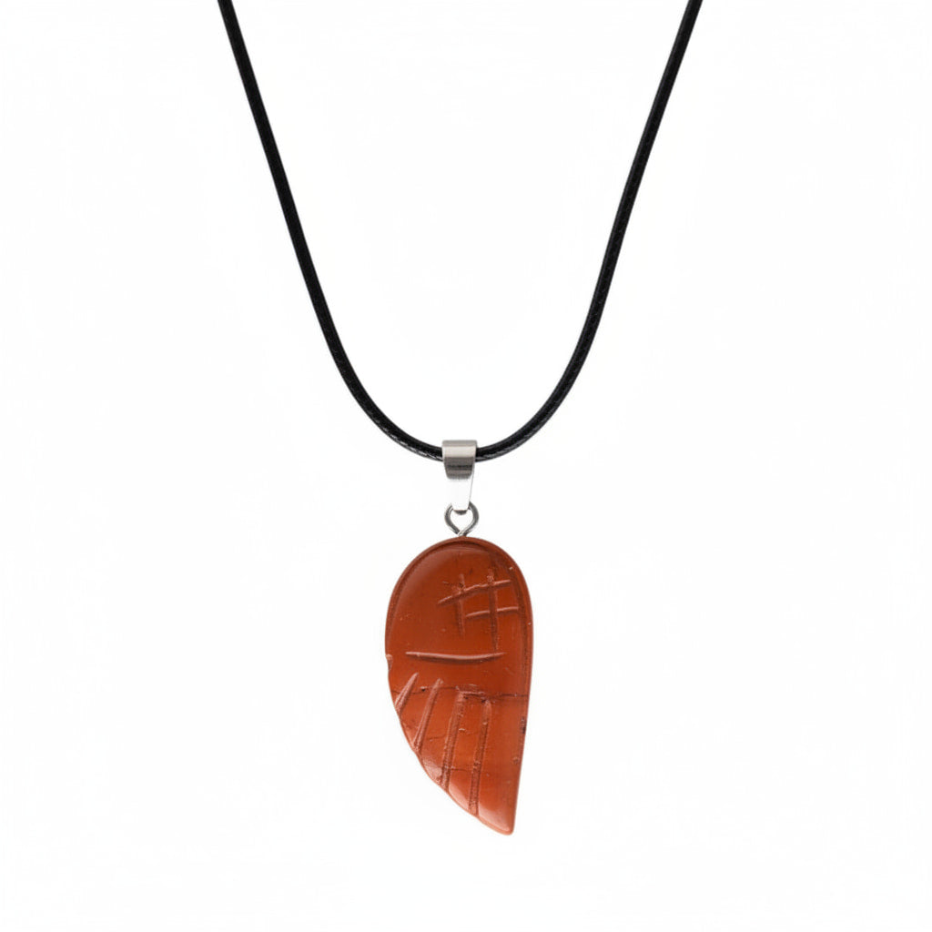 Roter Jaspis Halskette - Flügel Anhänger CrystalScents