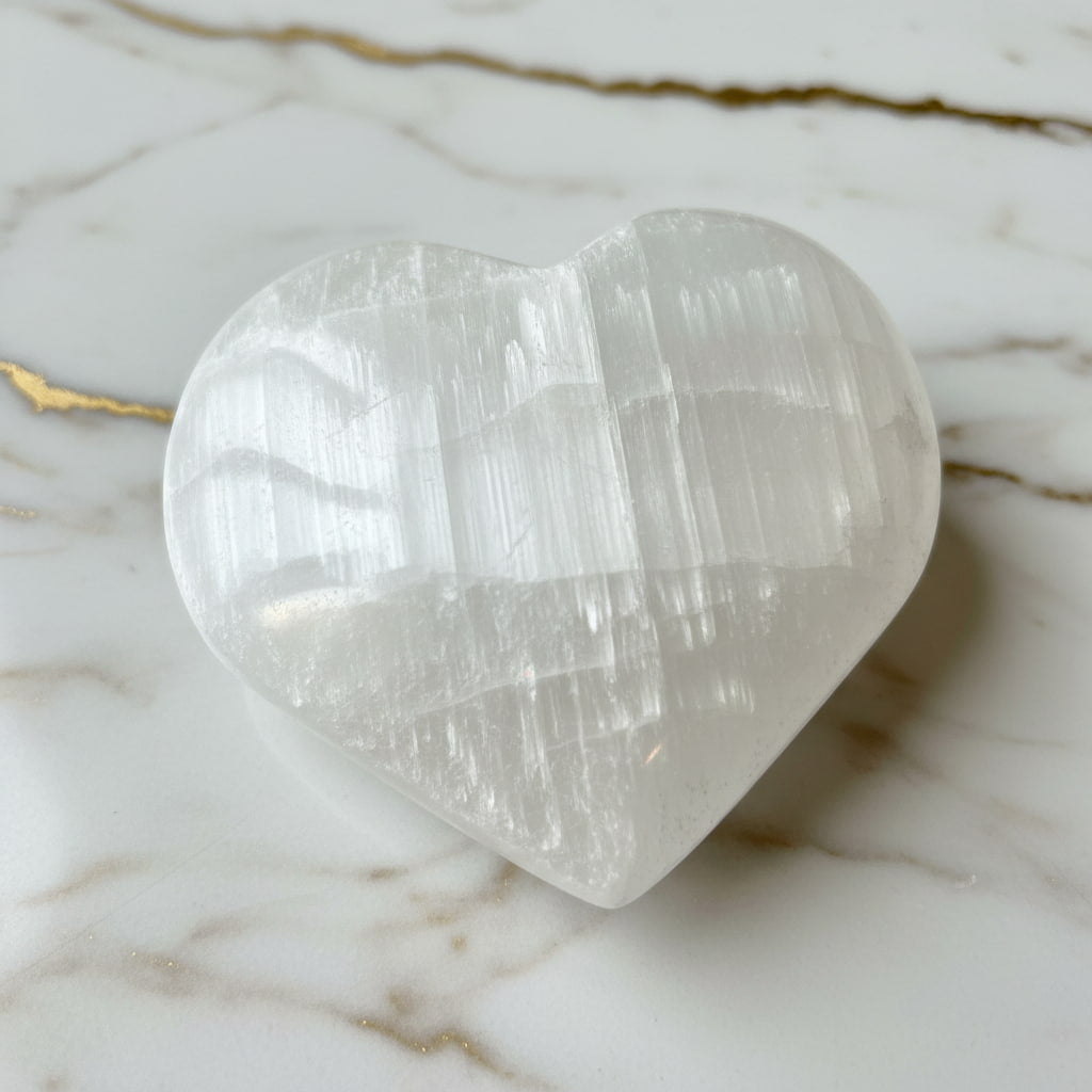 Selenit Herz – Reines Licht für Harmonie JETZT sichern CrystalScents