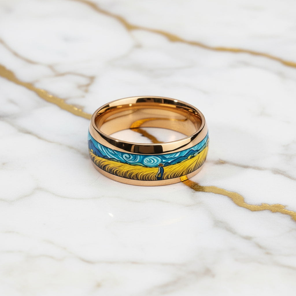 Ring mit Weizenfeld - Kunst für den Finger CrystalScents