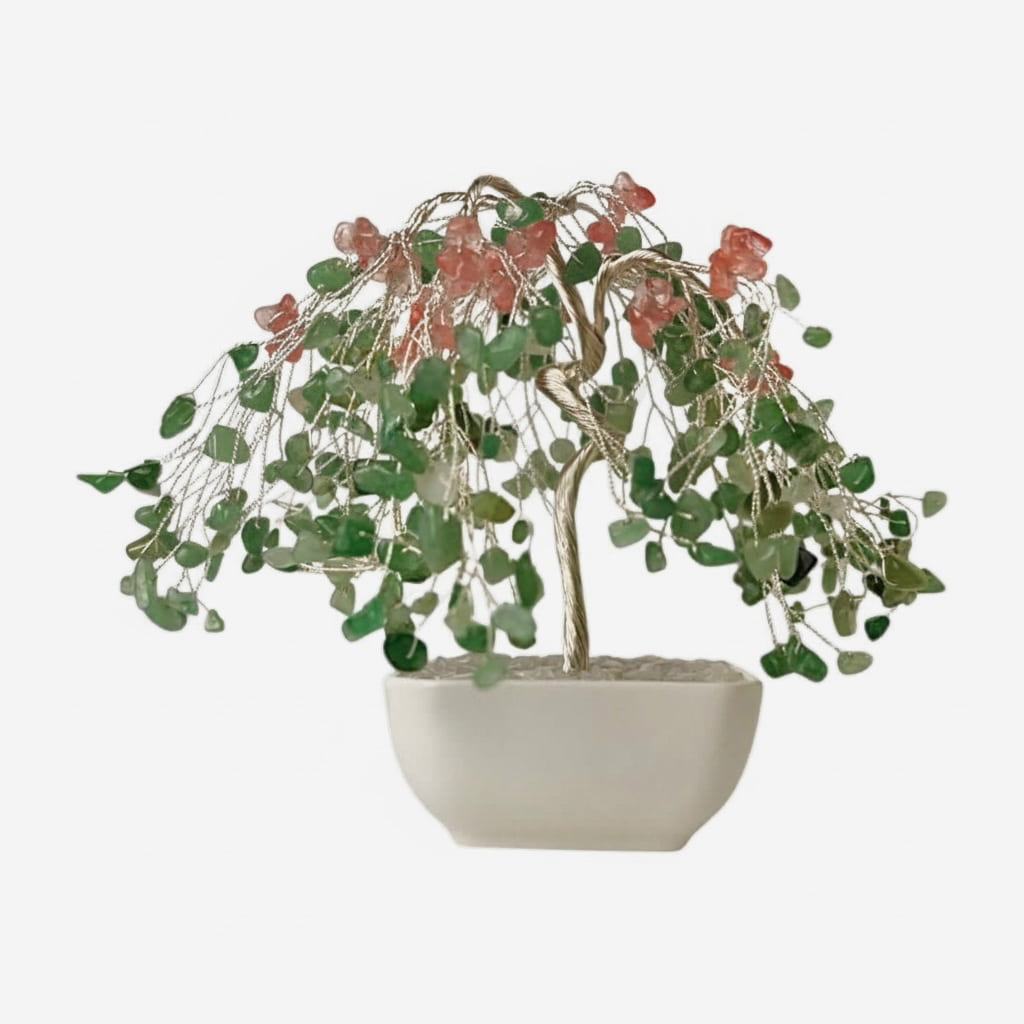 Aventurin & roter Achat Baum – Dekorativer Kristallbaum