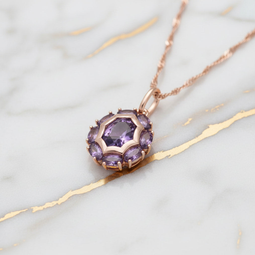 Goldkette – Mit lila Anhänger für besondere Ausstrahlung CrystalScents