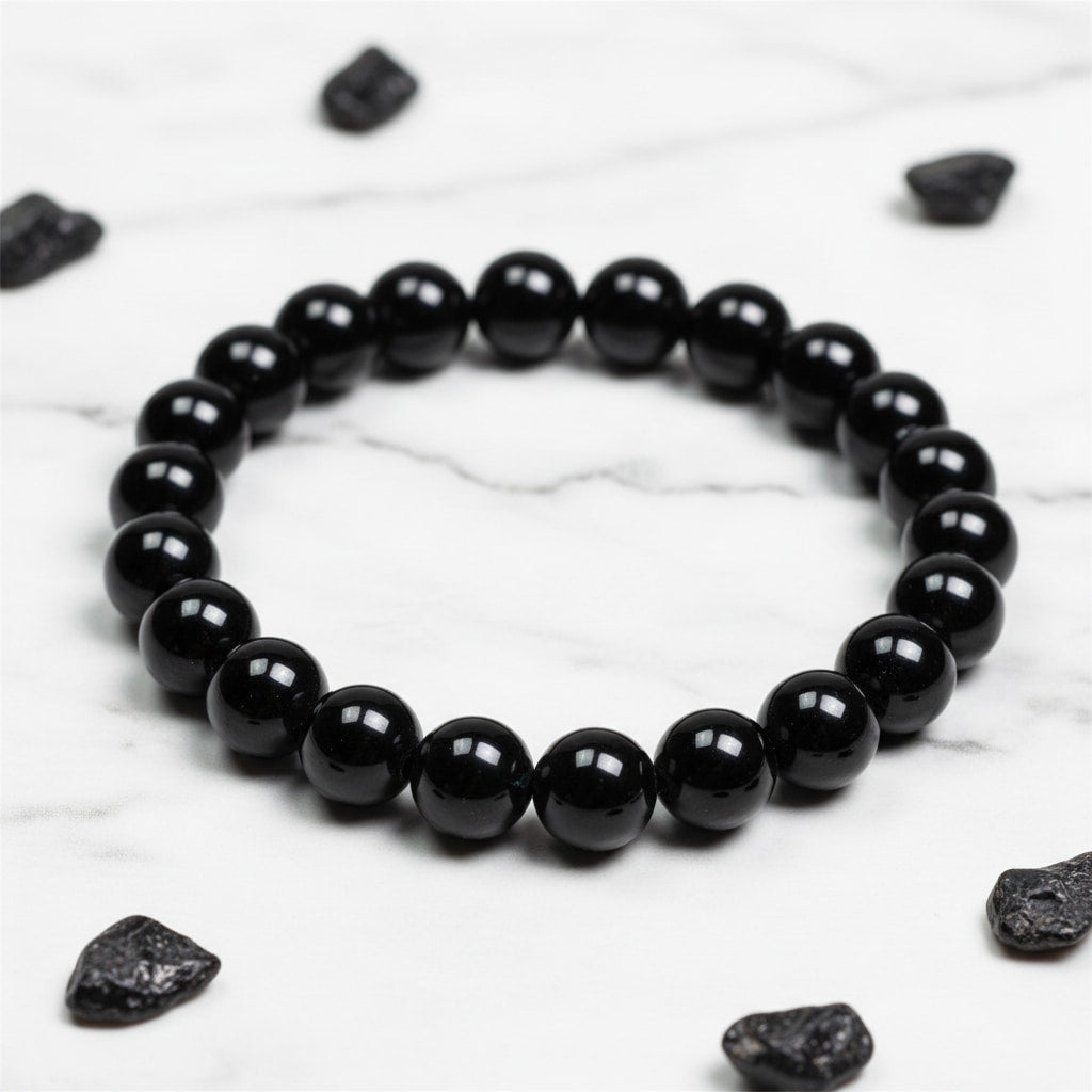 Obsidian Kugelarmband – Tiefschwarzer Glanz
