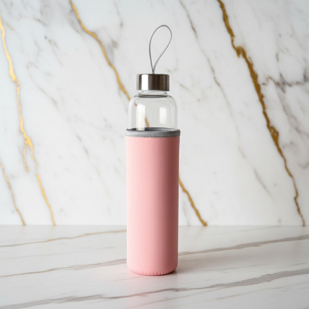 Rosenquarz Trinkflasche - Rosa Thermotasche CrystalScents