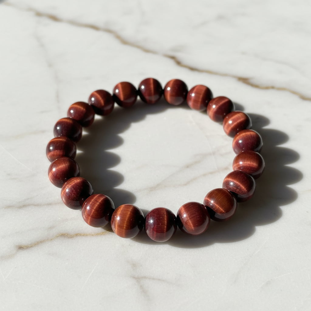 Rotes Tigerauge Kugelarmband - Rote Magie CrystalScents