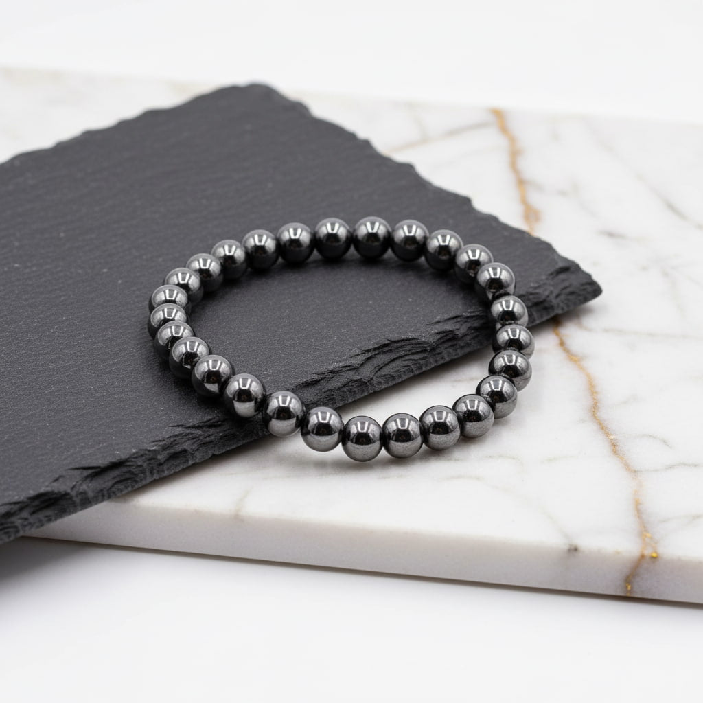 Hämatit Kugelarmband – mit metallischem Schimmer CrystalScents