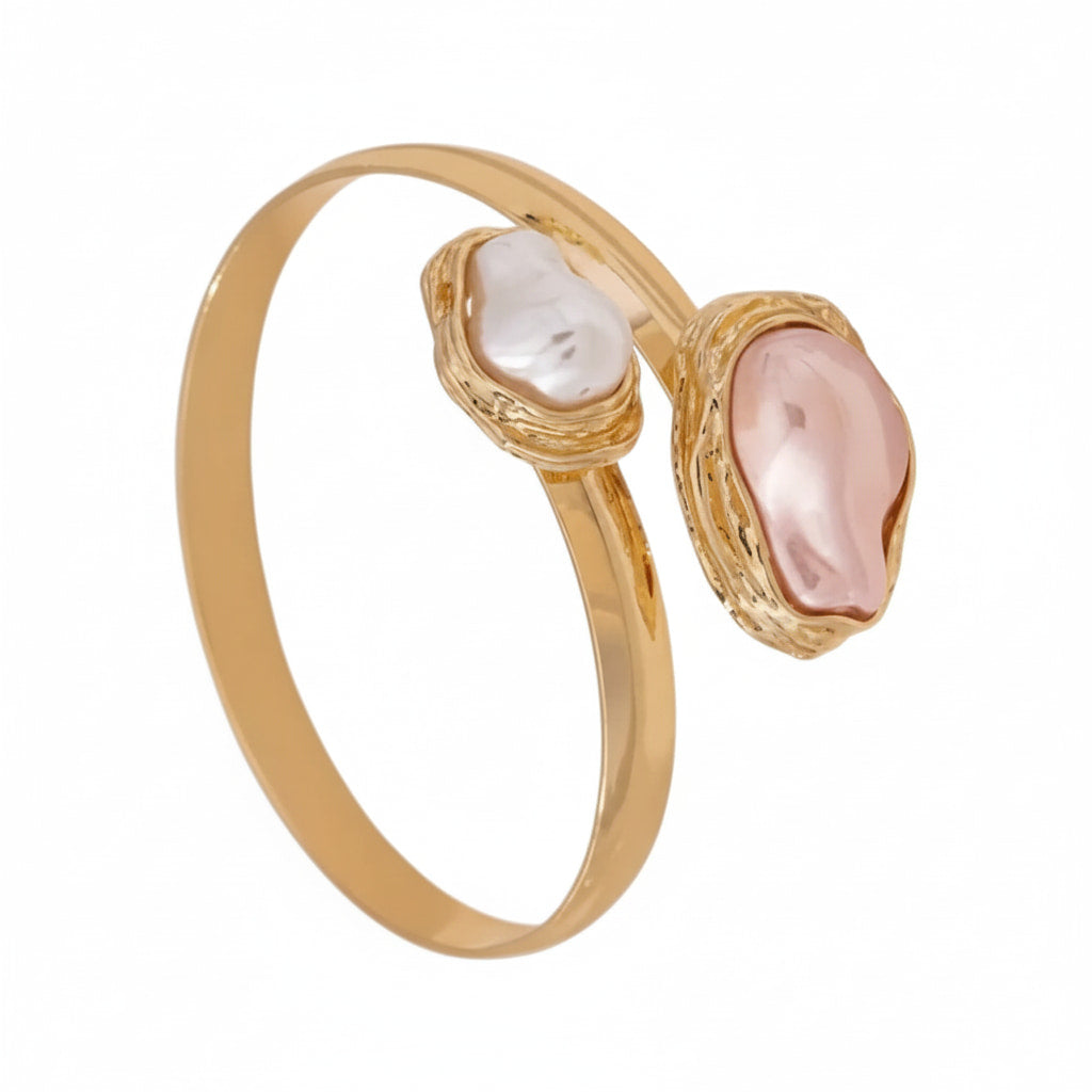 Armreif mit rosa Perlen - Offenes Design CrystalScents