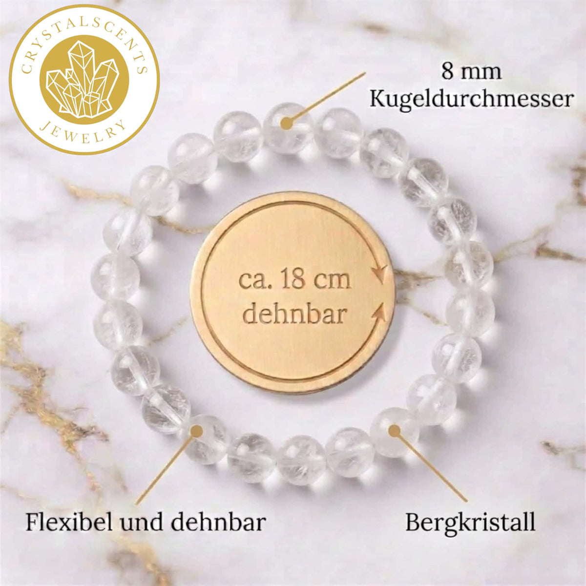 Bergkristall Kugelarmband - Klarheit & fokussierte Energie