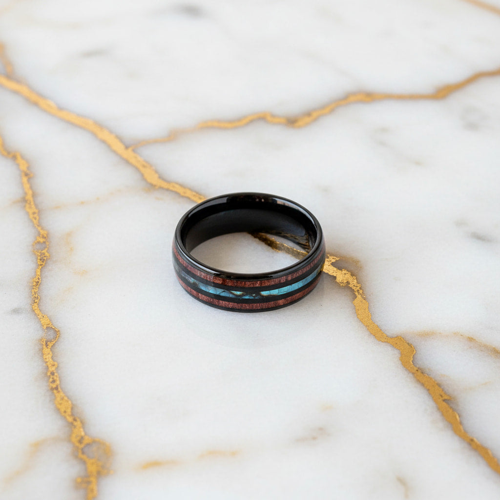 Ring Schwarz – Mit Holzmaserung & Blau CrystalScents