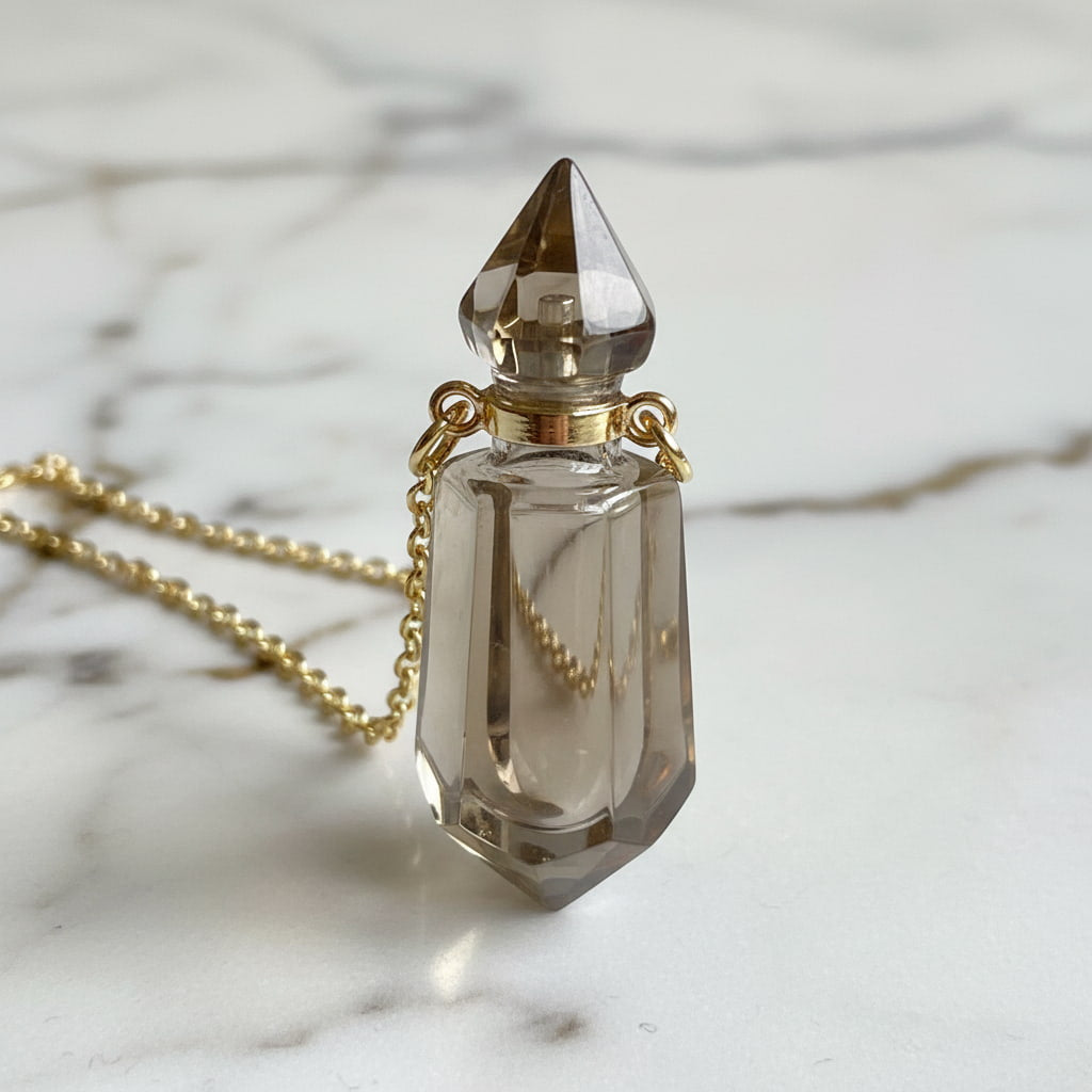 Rauchquarz Halskette - Parfümfläschchen CrystalScents