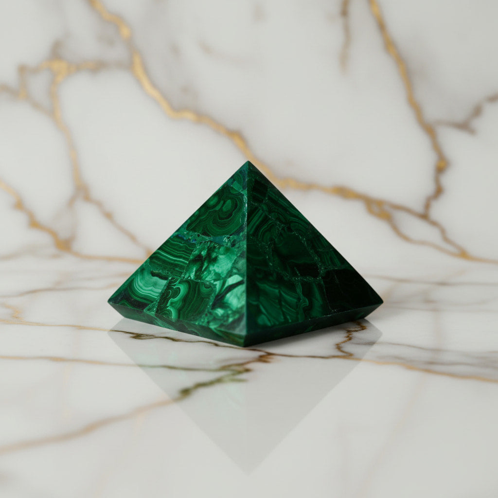 Malachit Pyramide – Naturmuster in geometrischer Form CrystalScents