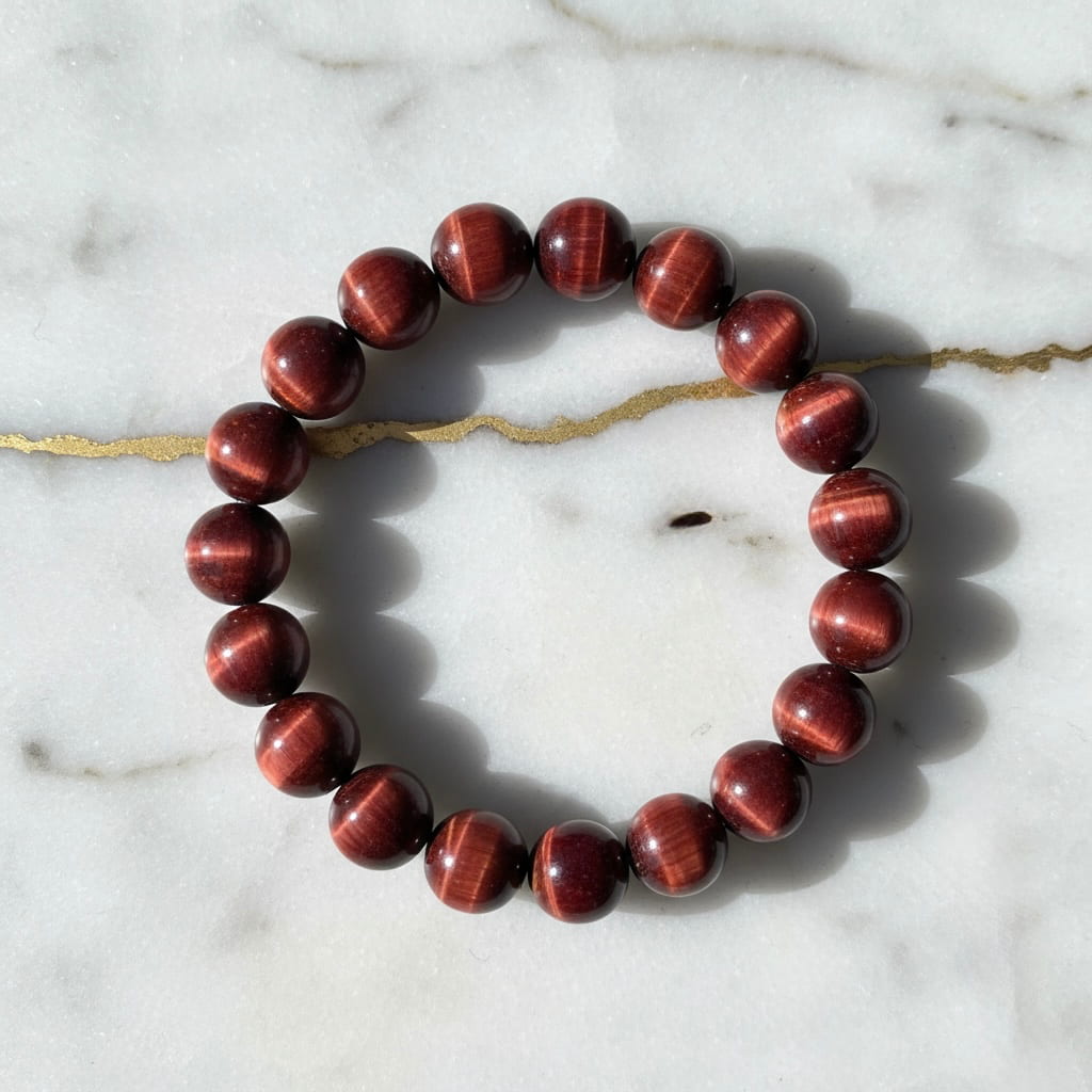 Rotes Tigerauge Kugelarmband - Rote Magie CrystalScents