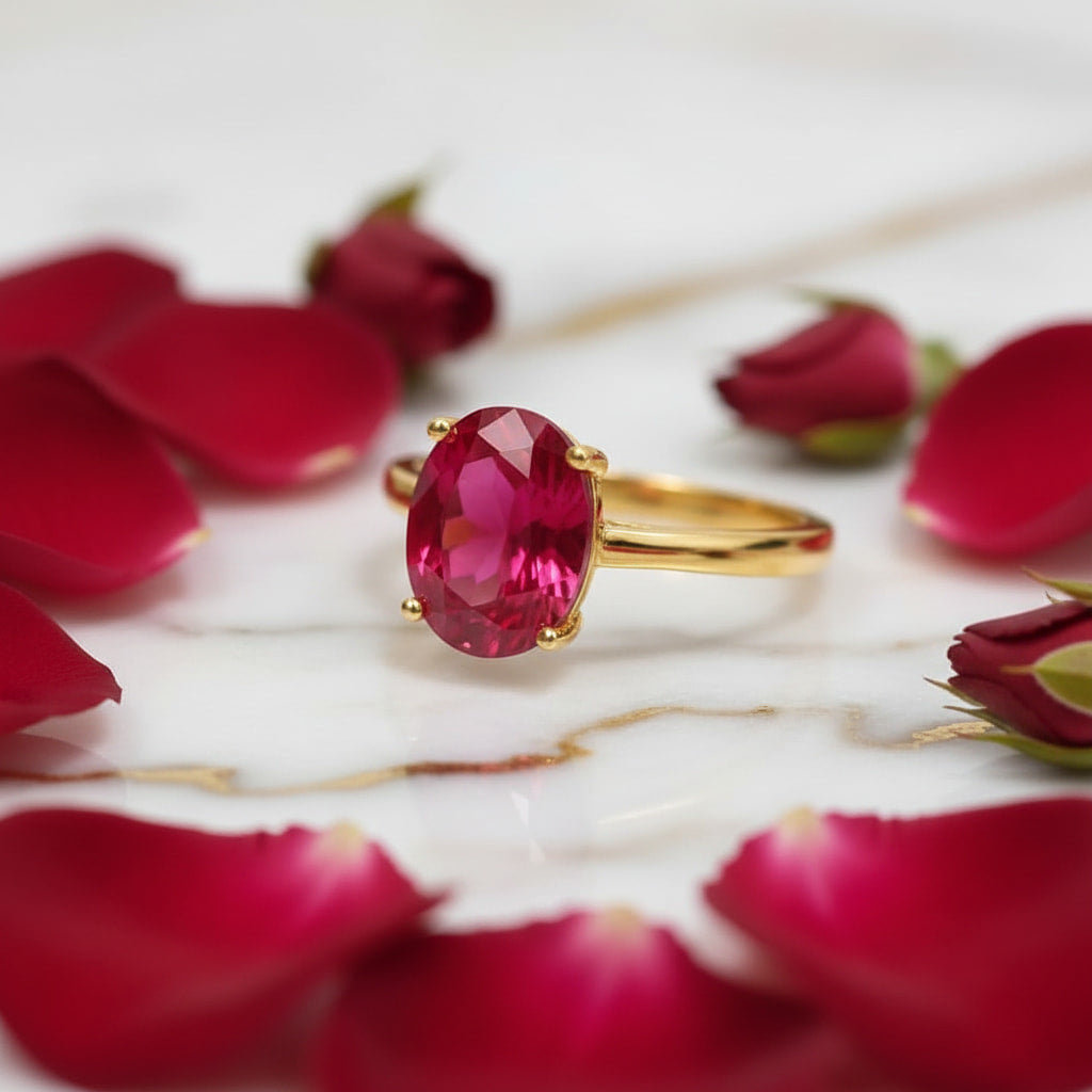 Rubin Ring in Gold – Zeitlose Leuchtkraft in kräftigem Rot CrystalScents