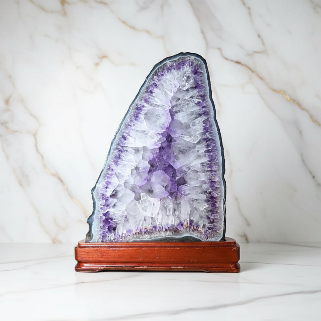 Sehr große Amethystdruse auf Podest – Erdung & Schönheit CrystalScents