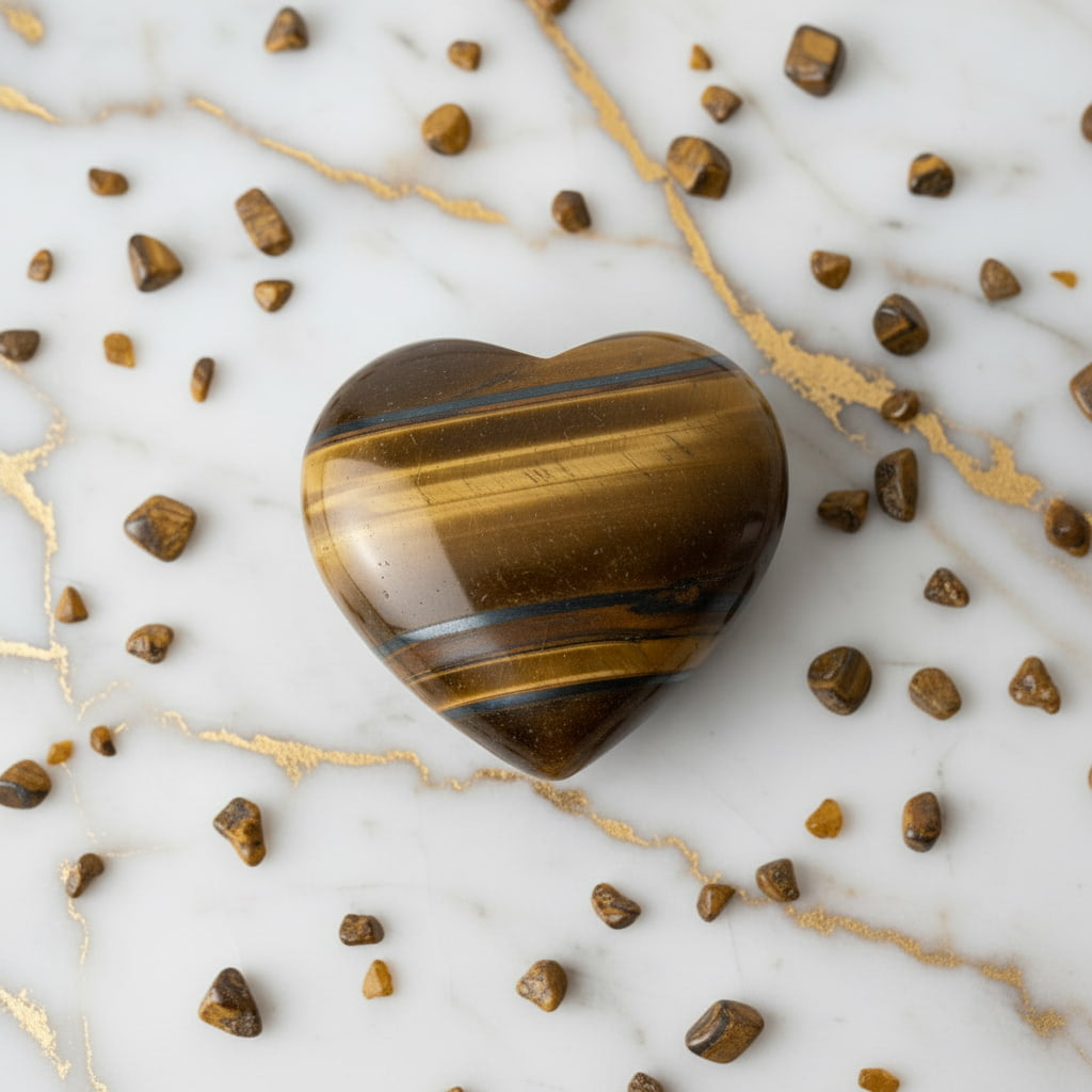 Mini Tigerauge Herz - Schimmernder Talisman CrystalScents