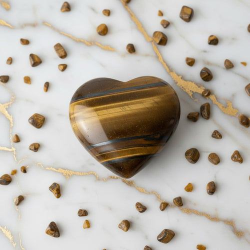 Mini Tigerauge Herz - Schimmernder Talisman CrystalScents