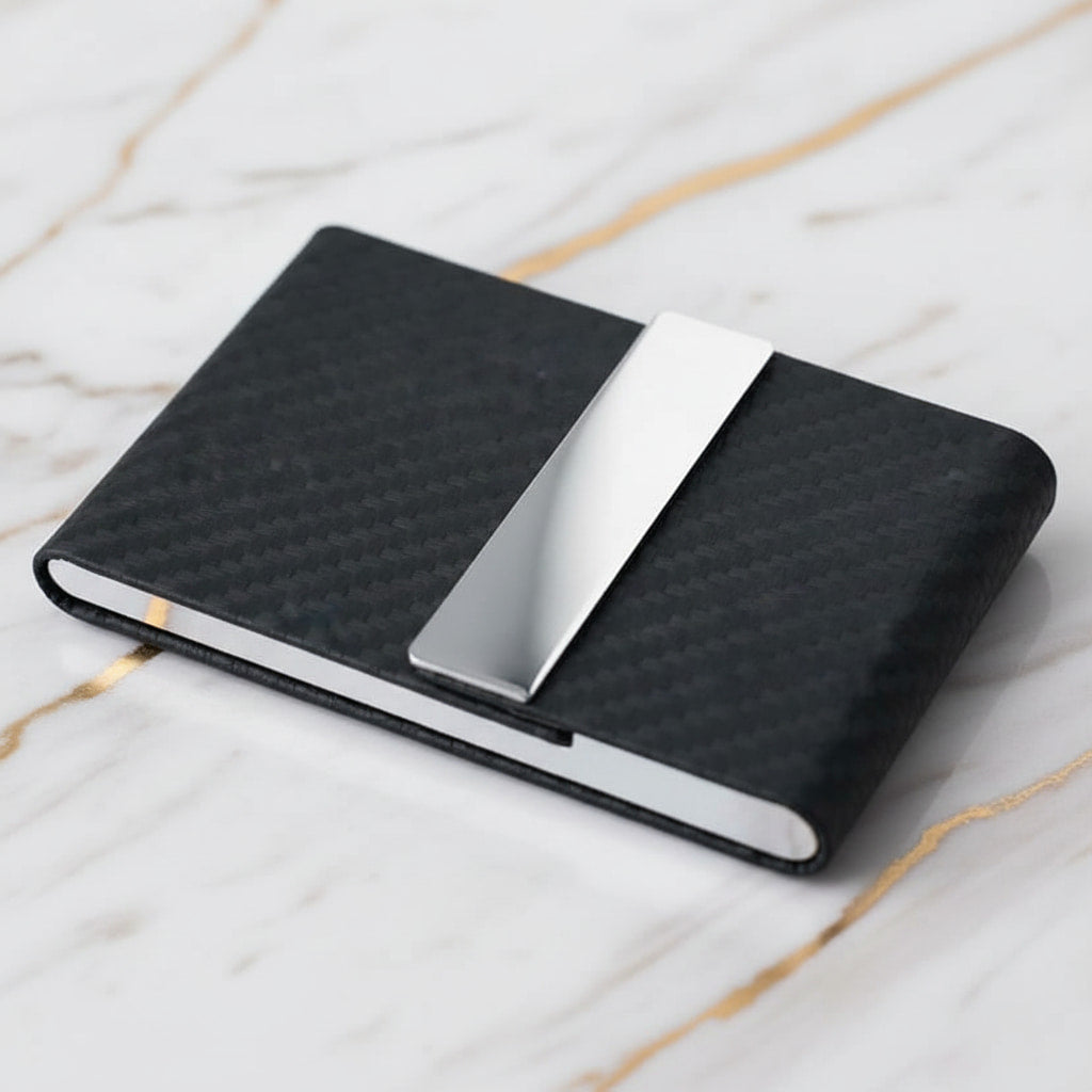 Visitenkartenetui Silber & schwarz, gemustert CrystalScents