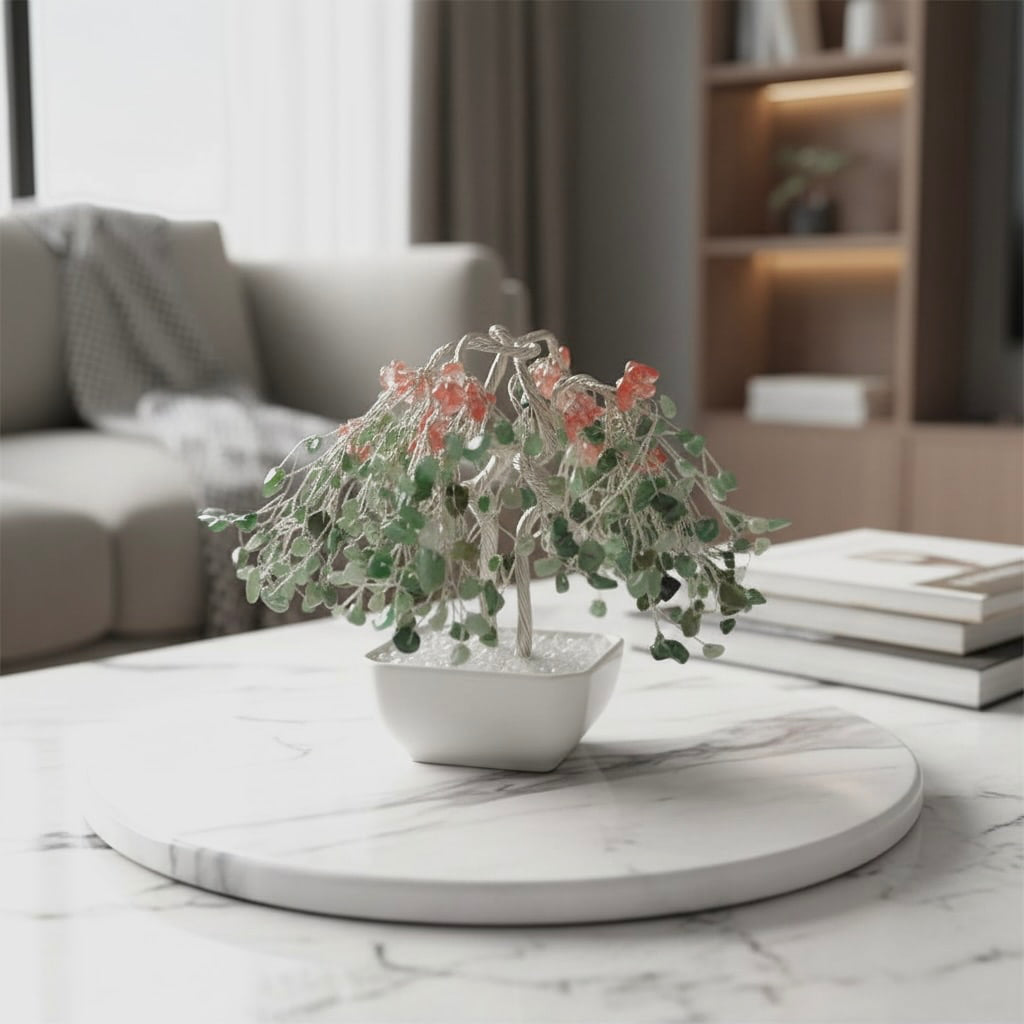 Aventurin & roter Achat Baum – Dekorativer Kristallbaum