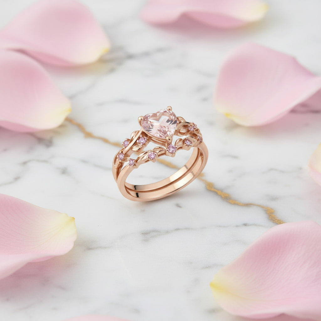 Ring – 2-teilig mit rosanem Herz CrystalScents
