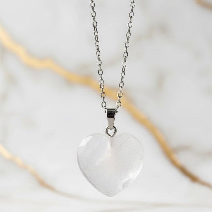 Bergkristall Halskette - Facettiertes Herz