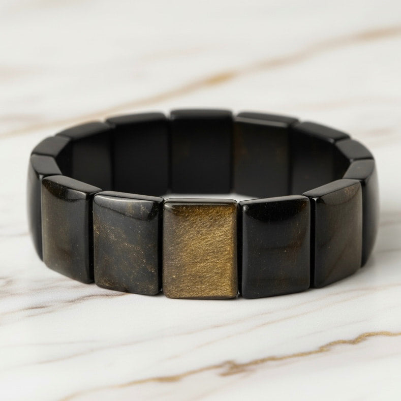 Gold Obsidian – Breites Armband mit magischem Schimmer CrystalScents