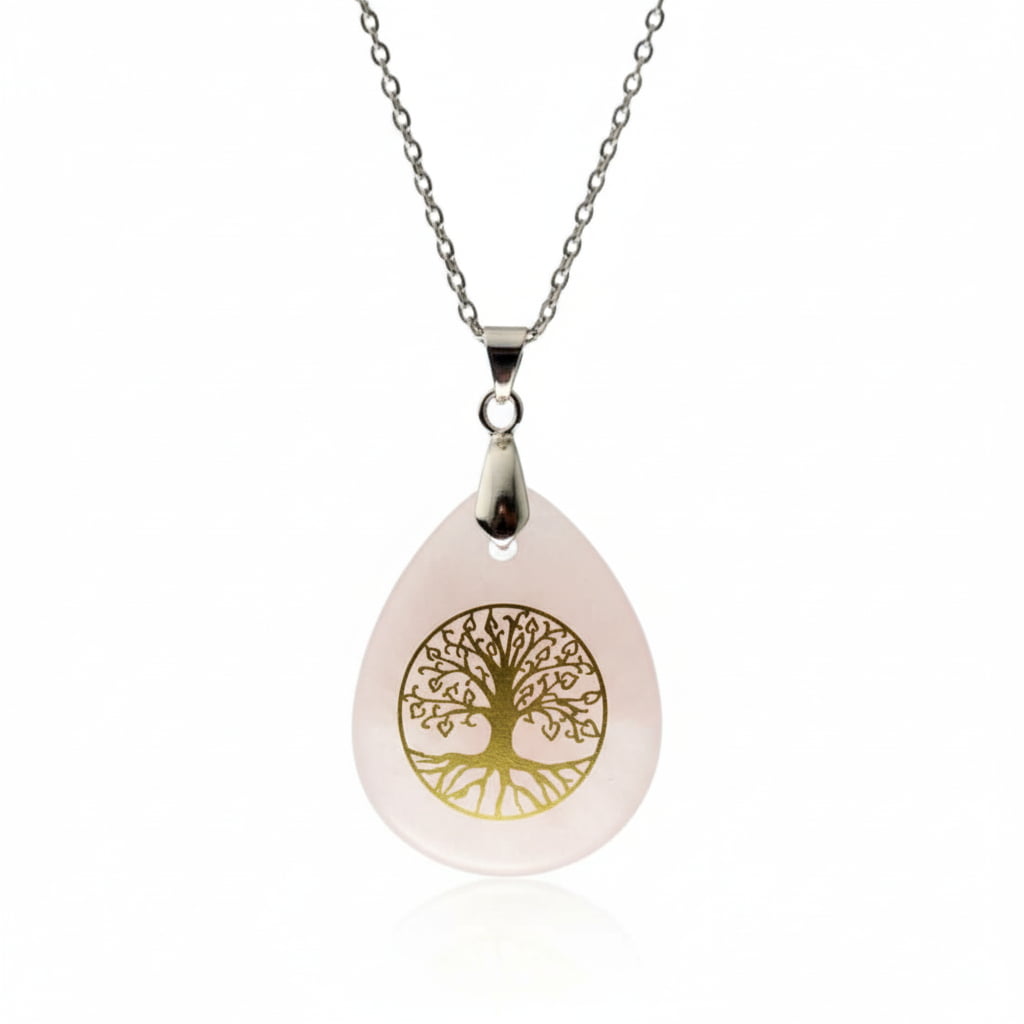 Rosenquarz Halskette - Baum des Lebens CrystalScents