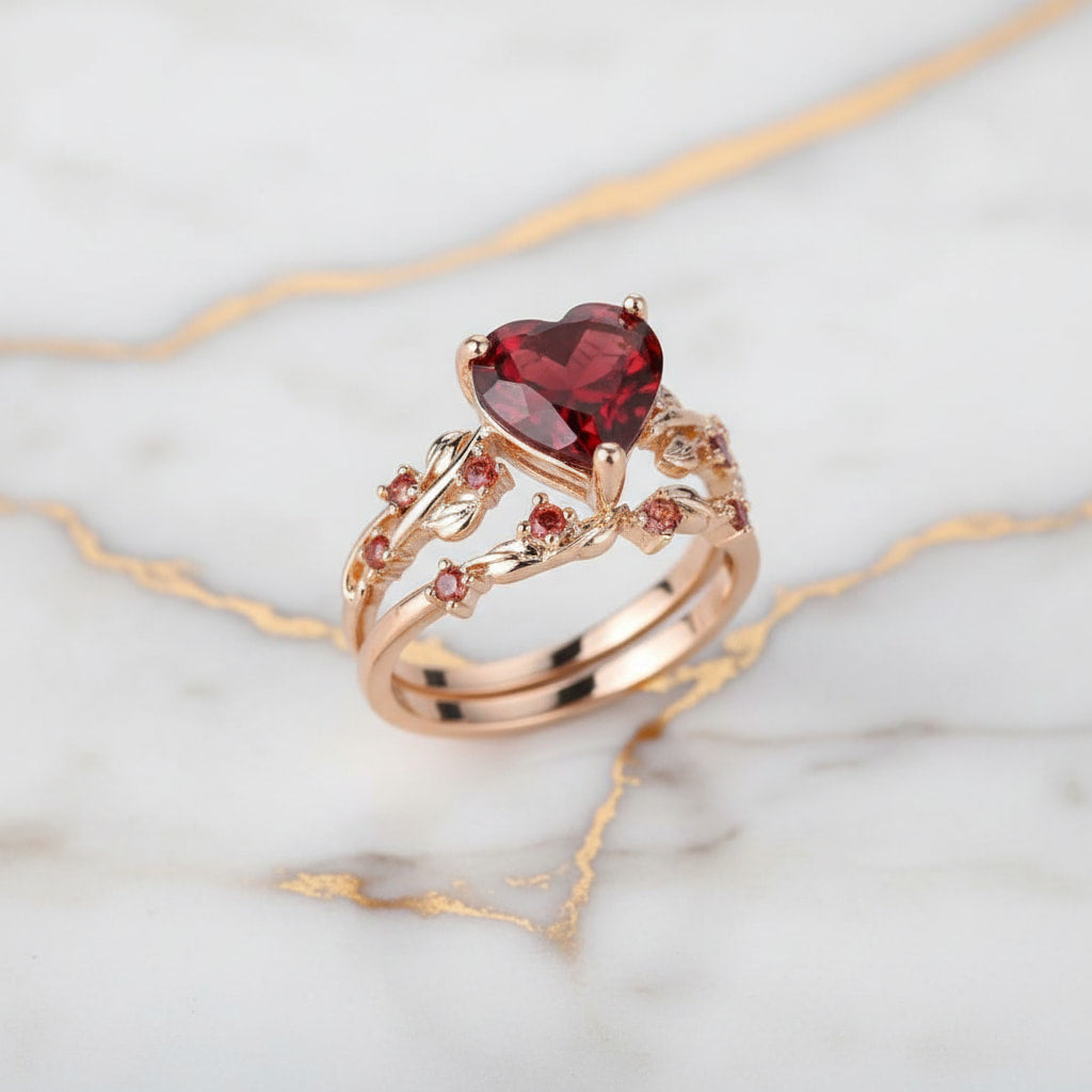 Ring – 2-teiliger mit rotem Herz CrystalScents