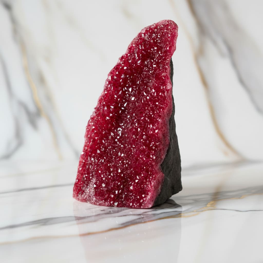 Amethystdruse Rot – Glitzernde Flamme für Wohnräume CrystalScents