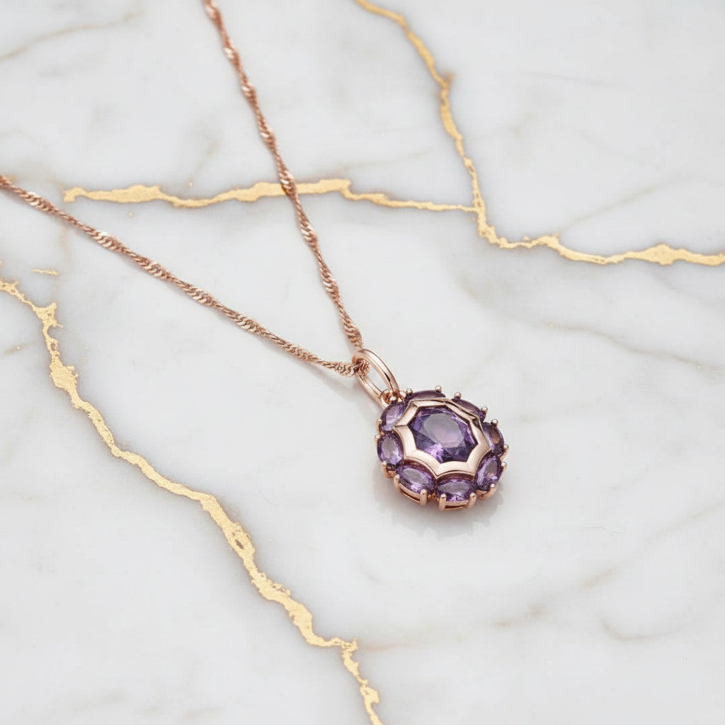 Goldkette – Mit lila Anhänger für besondere Ausstrahlung CrystalScents
