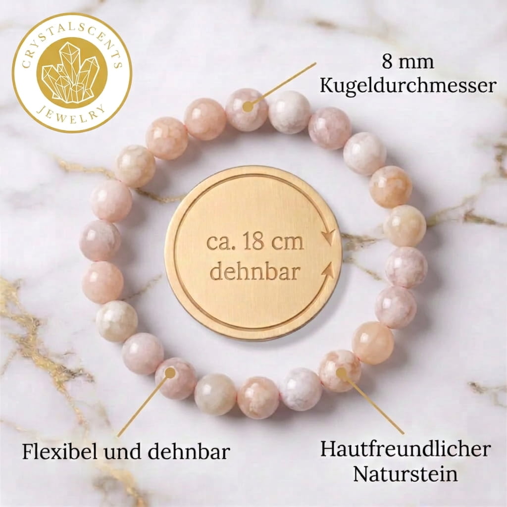 Kirschblüten Achat Kugelarmband - Frühlingstraum