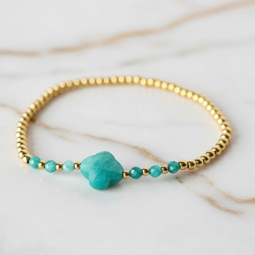 Amazonit Armband - Kristall Blüte