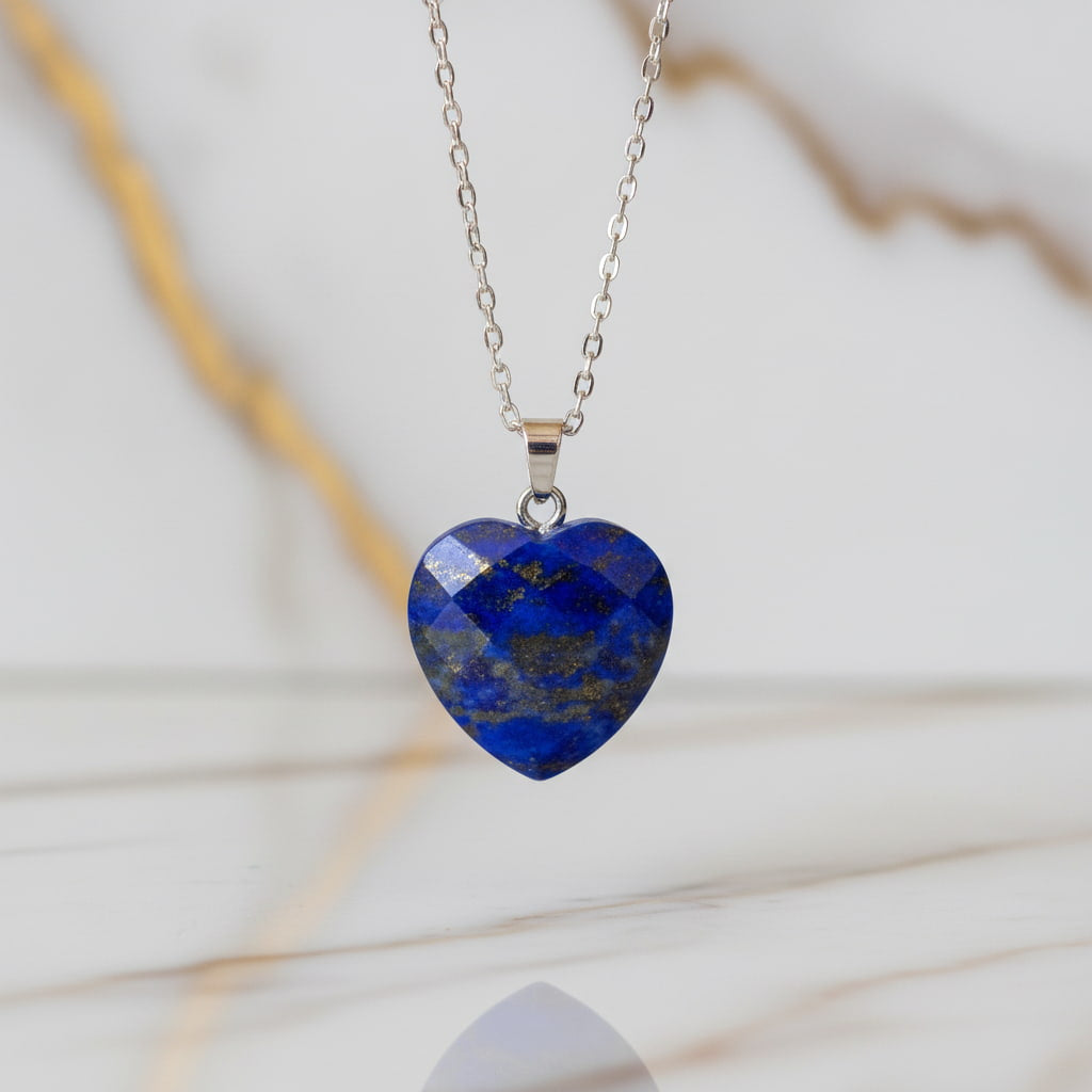 Lapislazuli Halskette - Facettiertes Herz