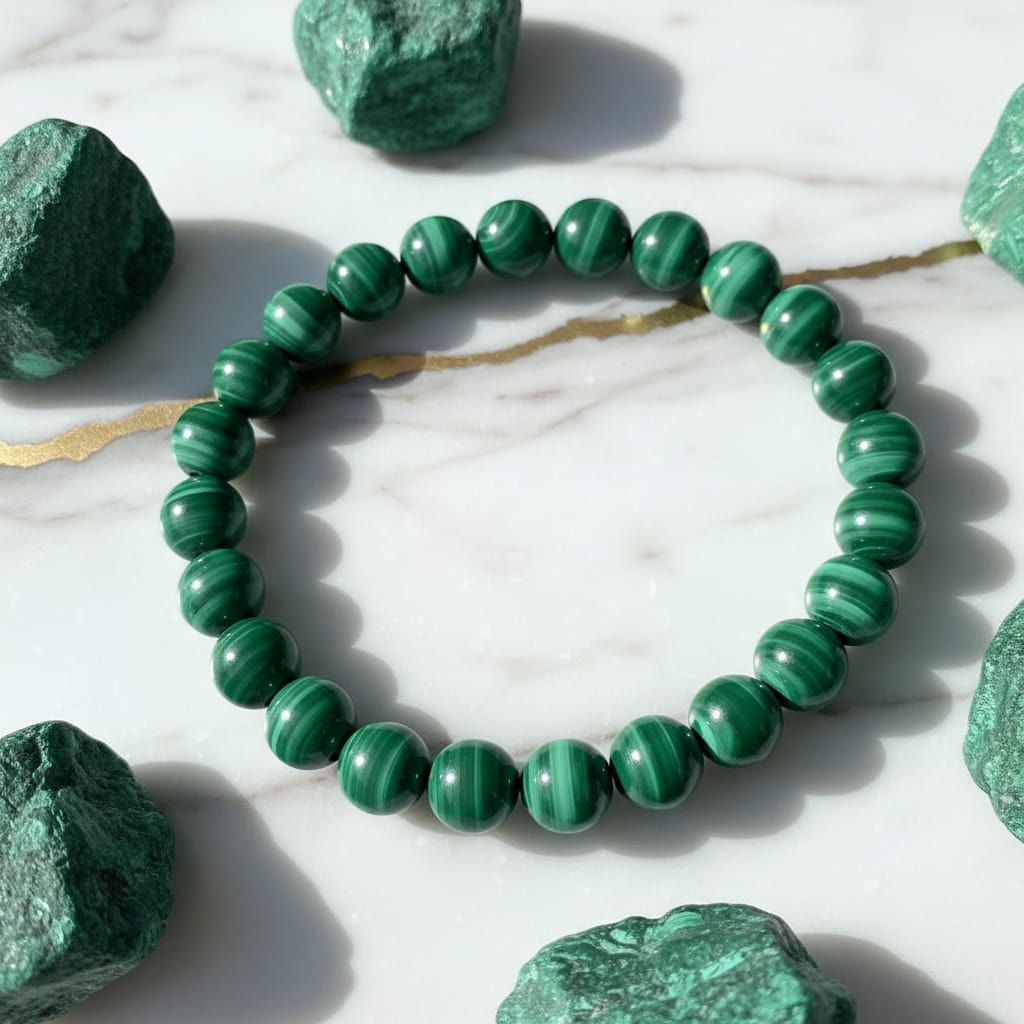 Malachit Kugelarmband – Eleganter Schimmer