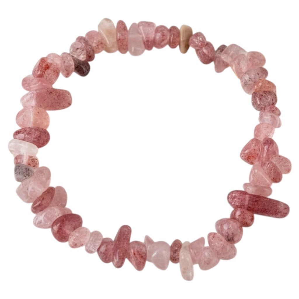 Erdbeerquarz Splitter Armband - Freude & Leichtigkeit