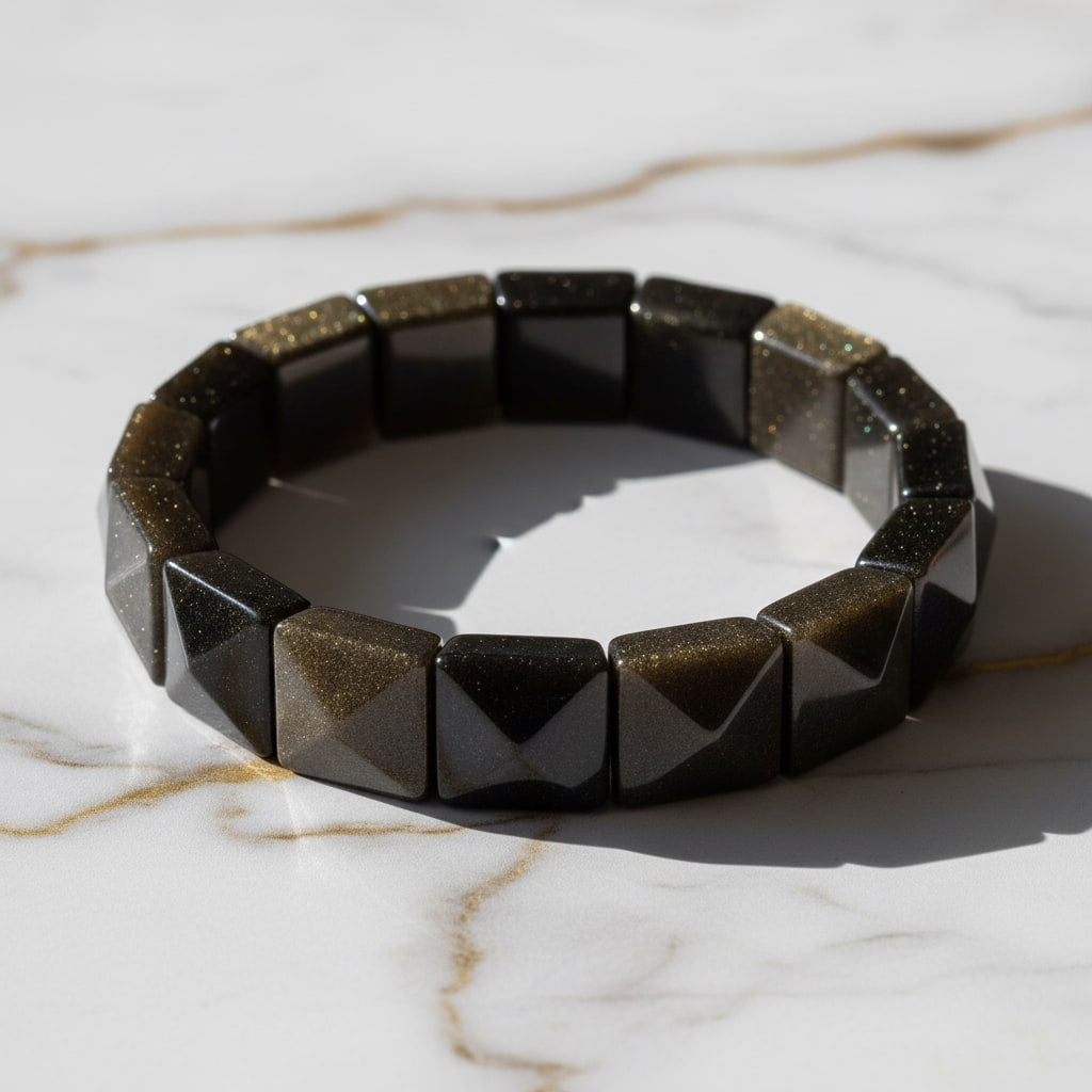 Gold Obsidian Armband - Magische Tiefe CrystalScents