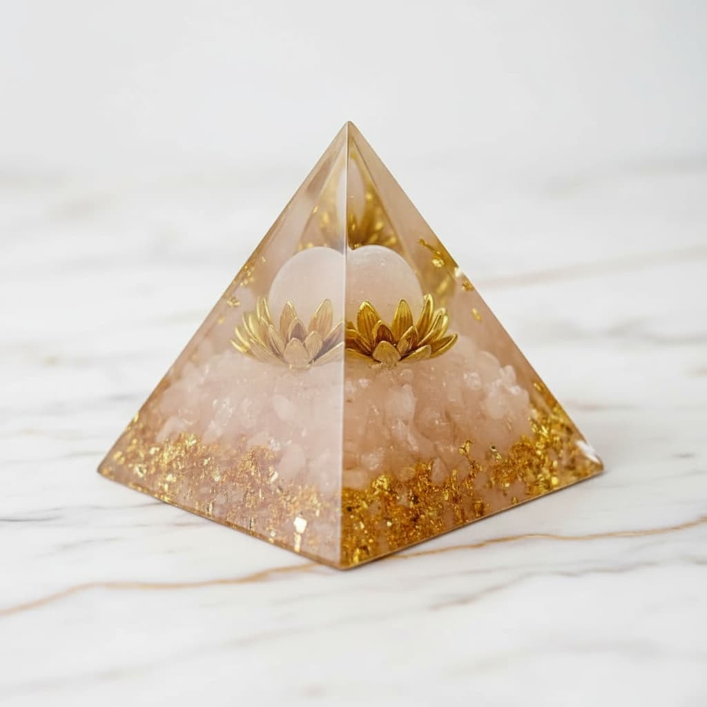 Rosenquarz Orgonit Pyramide - Lotus CrystalScents